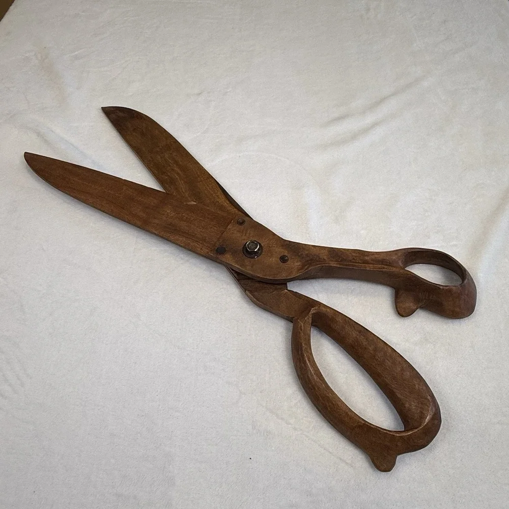 Large Hand Carved Wooden Scissors 23